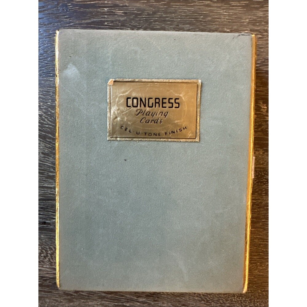 Vintage 2 Congress Playing Card Decks With Case - Cel-U-Tone Finish Complete